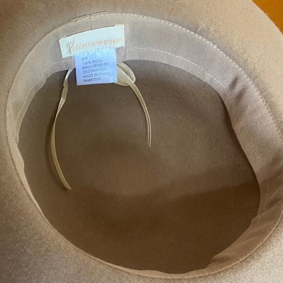 Brown 100% Wool Women's Hat 15” Triple Tied Hat Band Ribbon Inside Fall Staple - Picture 5 of 8